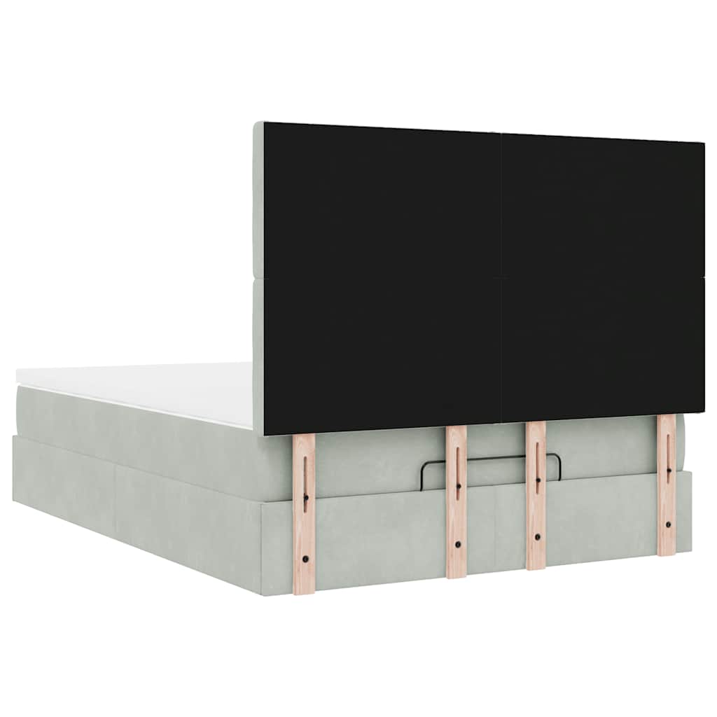 vidaXL Lit ottoman avec matelas et LED Gris clair 140x190 cm Velours