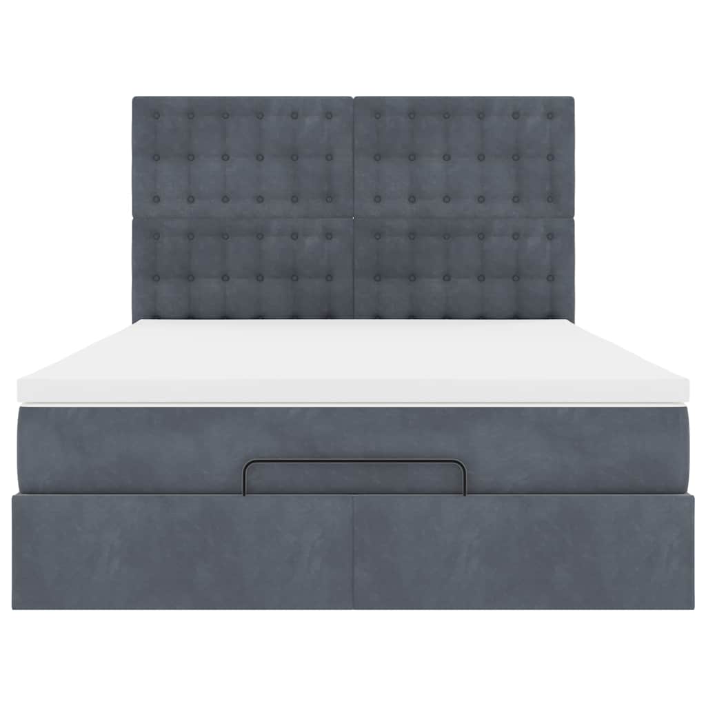 vidaXL Ottoman-Bett mit Matratzen & LEDs Dunkelgrau 140x190 cm Samt
