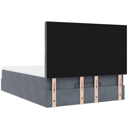 vidaXL Ottoman-Bett mit Matratzen & LEDs Dunkelgrau 140x190 cm Samt