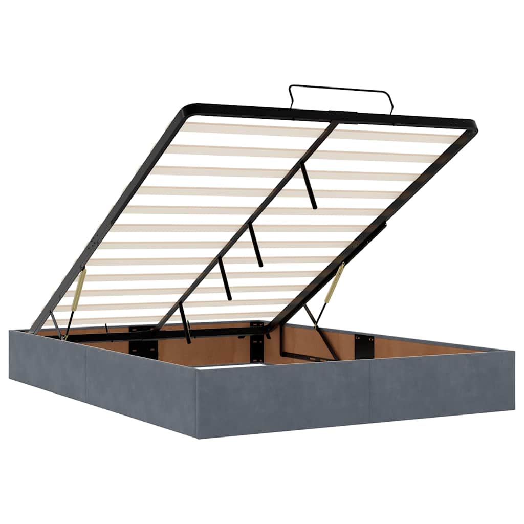 vidaXL Ottoman-Bett mit Matratzen & LEDs Dunkelgrau 140x190 cm Samt