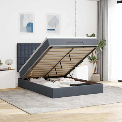 vidaXL Ottoman-Bett mit Matratzen & LEDs Dunkelgrau 140x190 cm Samt