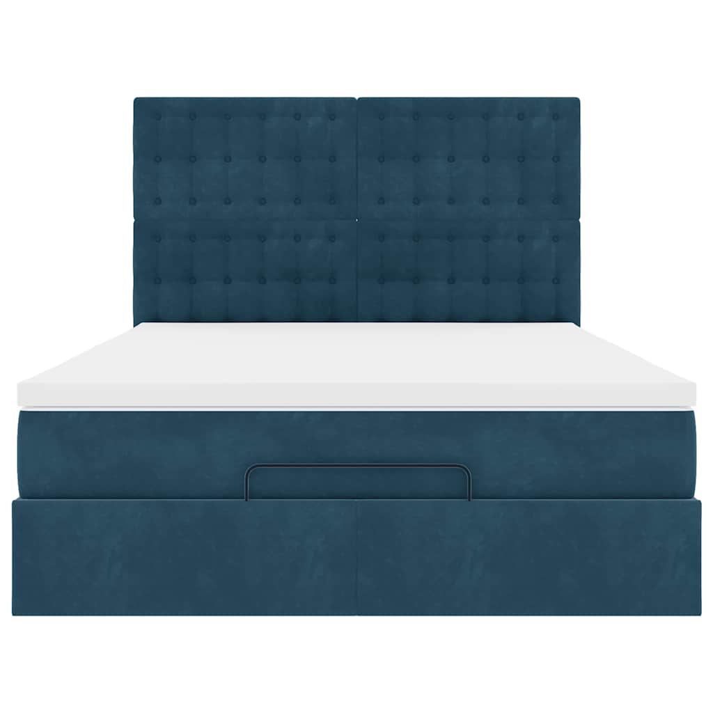 vidaXL Ottoman-Bett mit Matratzen & LEDs Dunkelblau 140x190 cm Samt