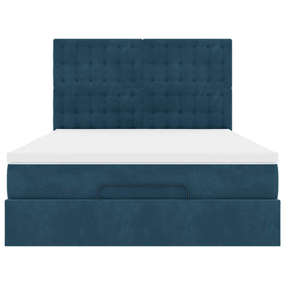 vidaXL Ottoman-Bett mit Matratzen & LEDs Dunkelblau 140x190 cm Samt