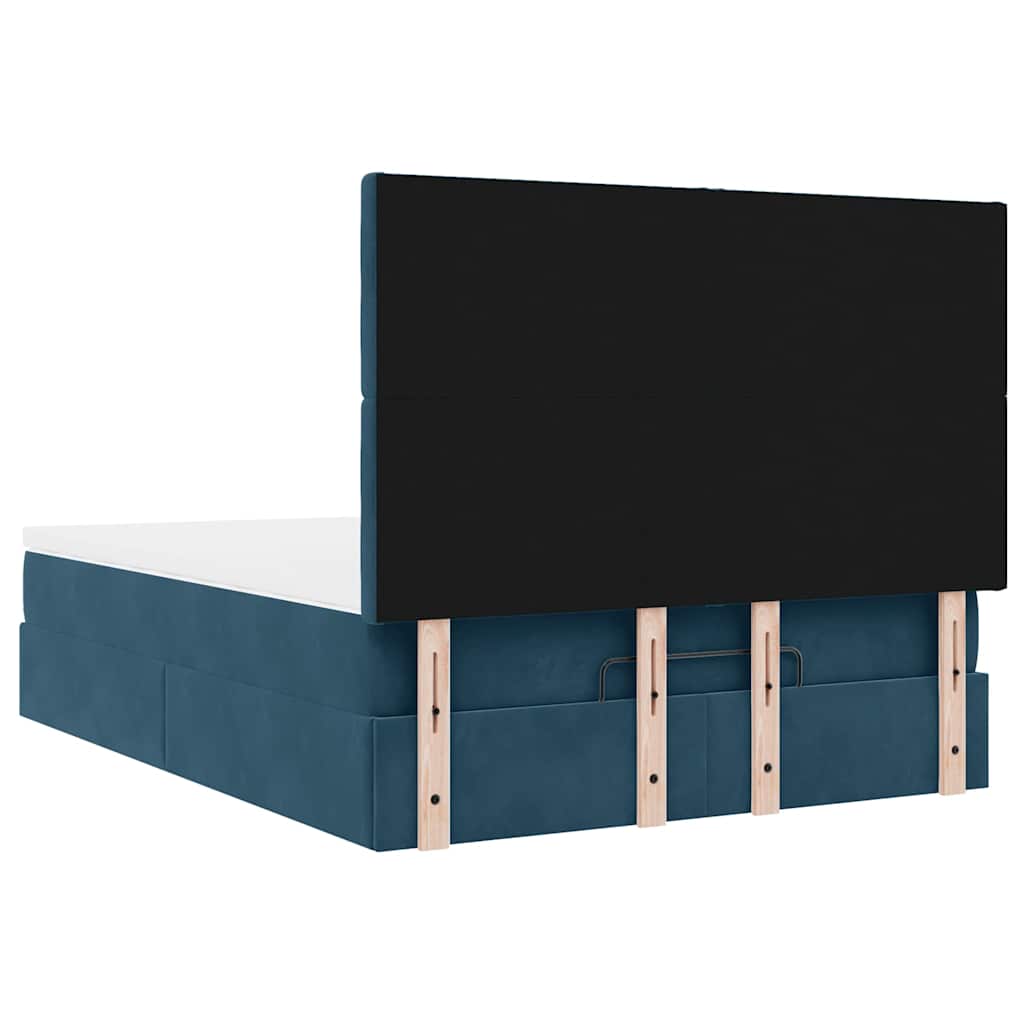 vidaXL Ottoman-Bett mit Matratzen & LEDs Dunkelblau 140x190 cm Samt