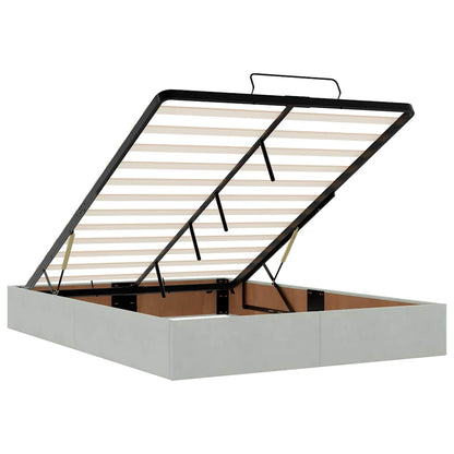 Ottoman-Bett mit Matratzen & LEDs Hellgrau 140x200 cm Samt