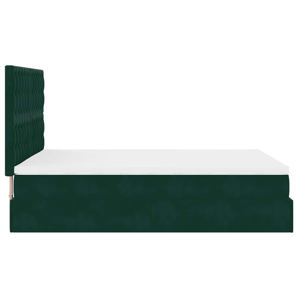 vidaXL Ottoman-Bett mit Matratzen & LEDs Dunkelgrün 140x200 cm Samt
