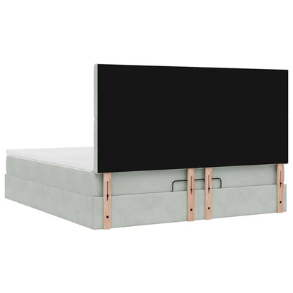 Ottoman-Bett mit Matratzen & LEDs Hellgrau 160x200 cm Samt