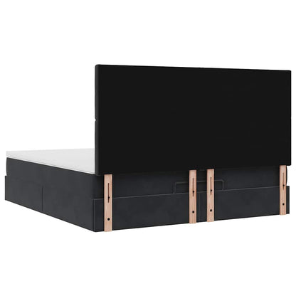 vidaXL Ottoman-Bett mit Matratzen & LEDs Schwarz 160x200 cm Samt