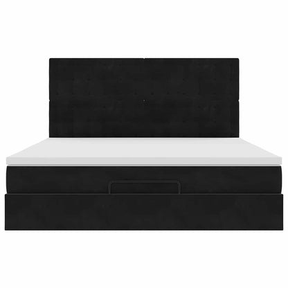 vidaXL Ottoman-Bett mit Matratzen & LEDs Schwarz 160x200 cm Samt