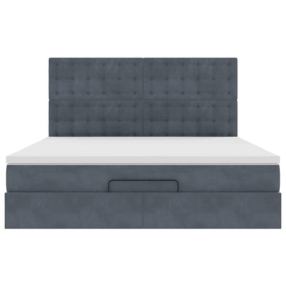 Ottoman-Bett mit Matratzen & LEDs Dunkelgrau 180x200 cm Samt