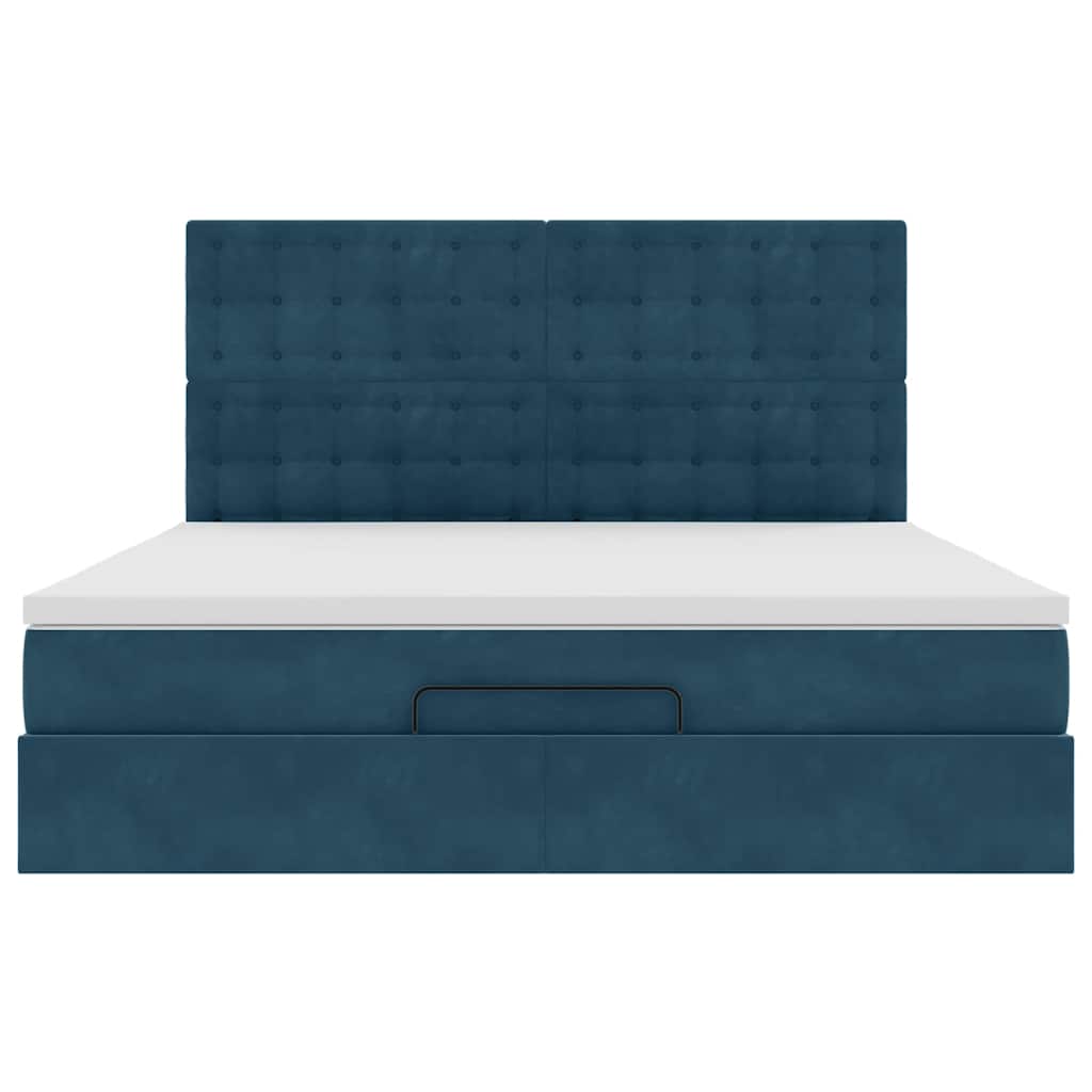 vidaXL Ottoman-Bett mit Matratzen & LEDs Dunkelblau 180x200 cm Samt