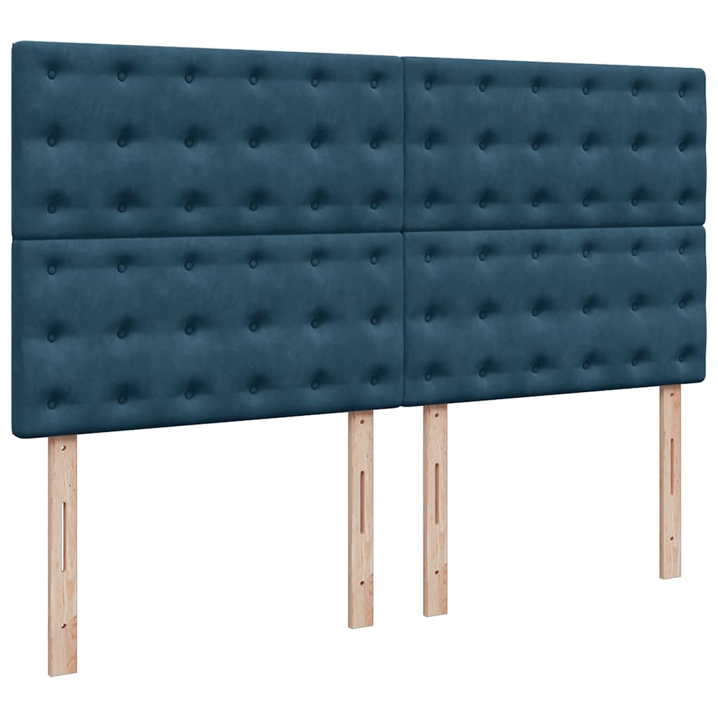vidaXL Ottoman-Bett mit Matratzen & LEDs Dunkelblau 180x200 cm Samt