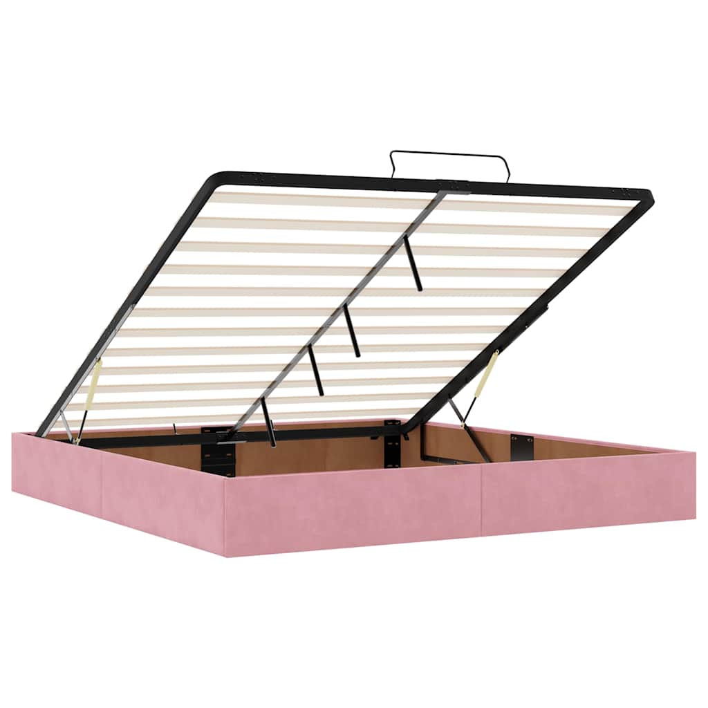 vidaXL Ottoman-Bett mit Matratzen & LEDs Rosa 180x200 cm Samt