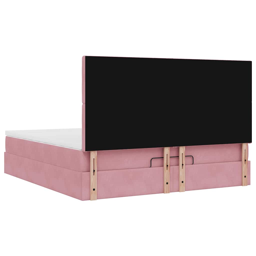 vidaXL Ottoman-Bett mit Matratzen & LEDs Rosa 180x200 cm Samt
