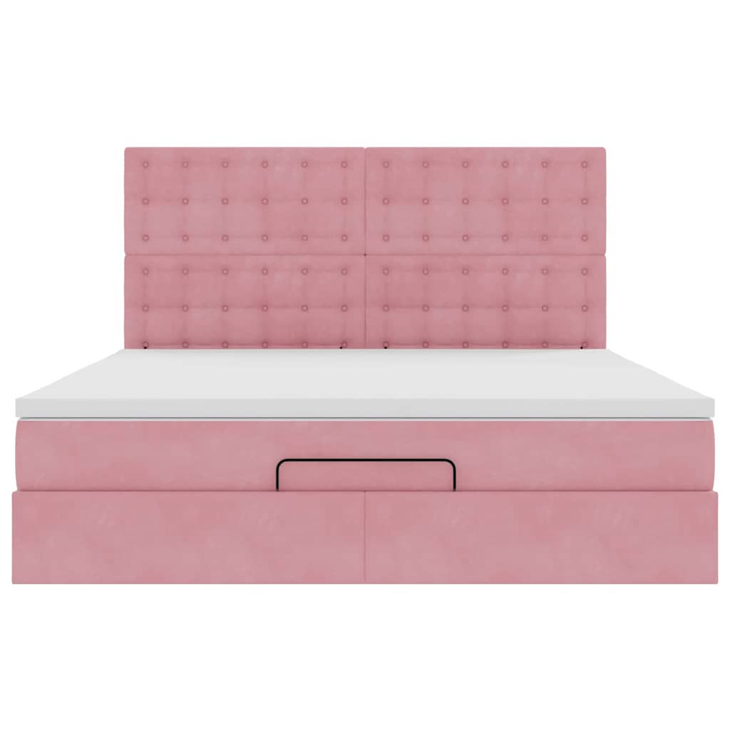 vidaXL Ottoman-Bett mit Matratzen & LEDs Rosa 180x200 cm Samt