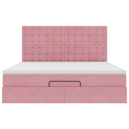 vidaXL Ottoman-Bett mit Matratzen & LEDs Rosa 180x200 cm Samt