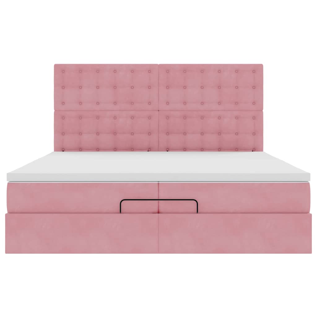 Ottoman-Bett mit Matratzen & LEDs Rosa 200x200 cm Samt