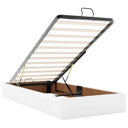 Ottoman-Bett mit Matratzen & LEDs Reinweiß 160x200cm Kunstleder