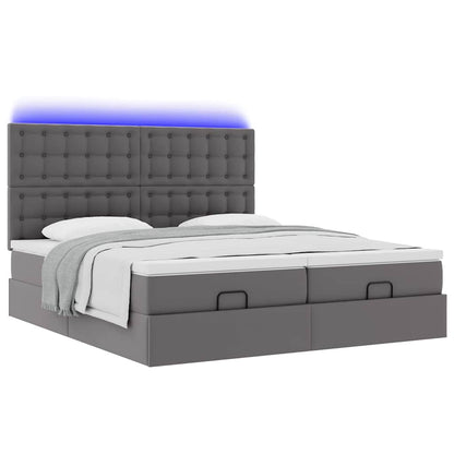 vidaXL Lit ottoman avec matelas et LED gris 160x200 cm similicuir