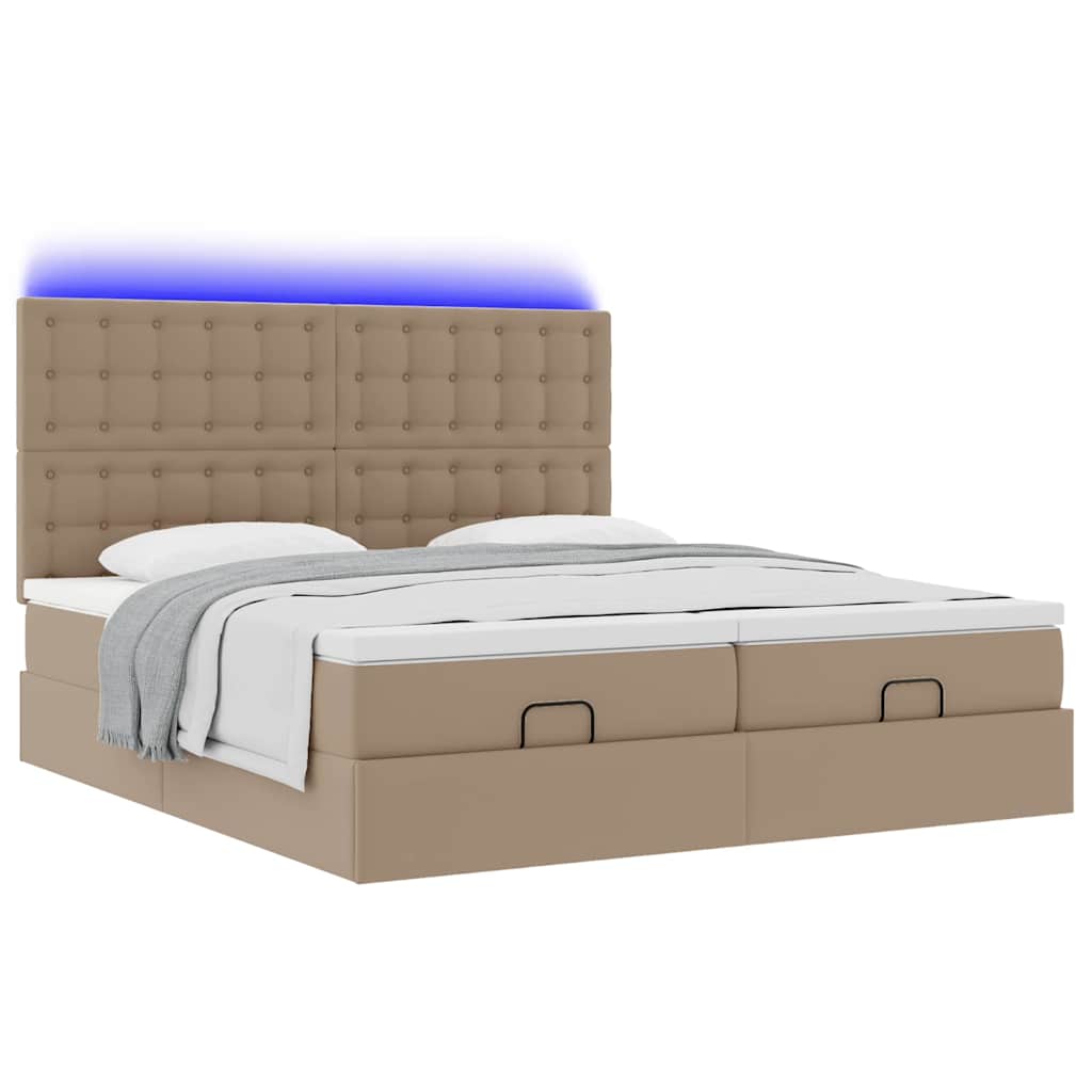 Ottoman-Bett mit Matratzen & LEDs Cappuccino-Braun 160x200cm