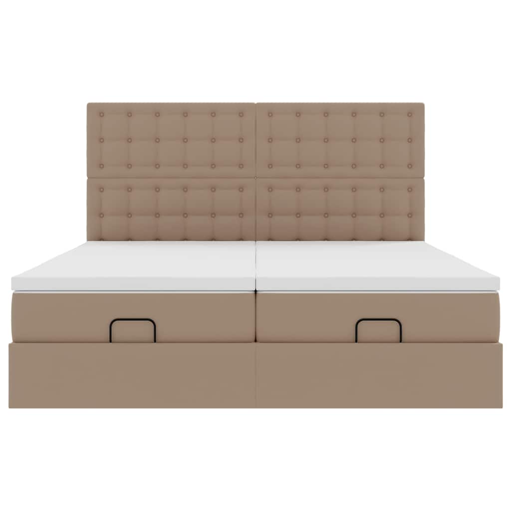 Ottoman-Bett mit Matratzen & LEDs Cappuccino-Braun 160x200cm