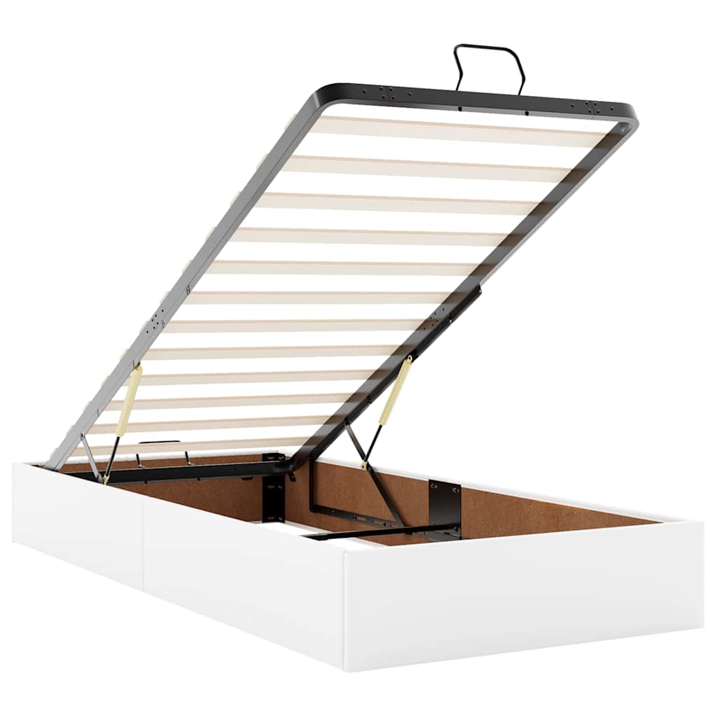 Ottoman-Bett mit Matratzen & LEDs Reinweiß 180x200cm Kunstleder