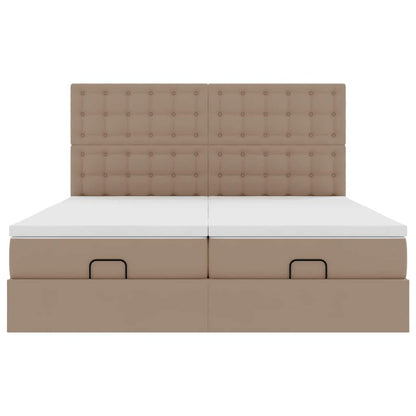 vidaXL Ottoman-Bett mit Matratzen & LEDs Cappuccino-Braun 180x200cm