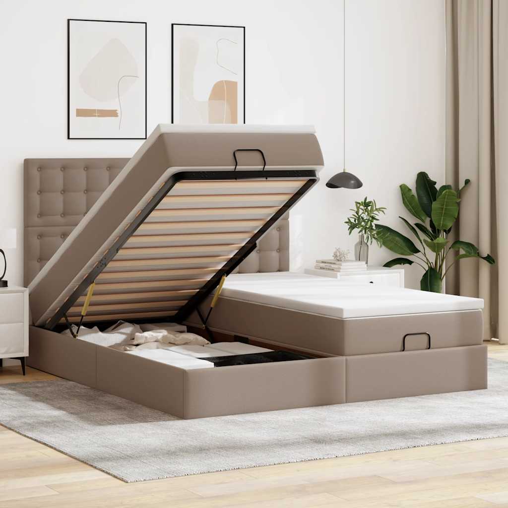 vidaXL Ottoman-Bett mit Matratzen & LEDs Cappuccino-Braun 180x200cm