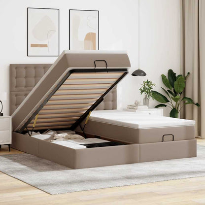 vidaXL Ottoman-Bett mit Matratzen & LEDs Cappuccino-Braun 180x200cm