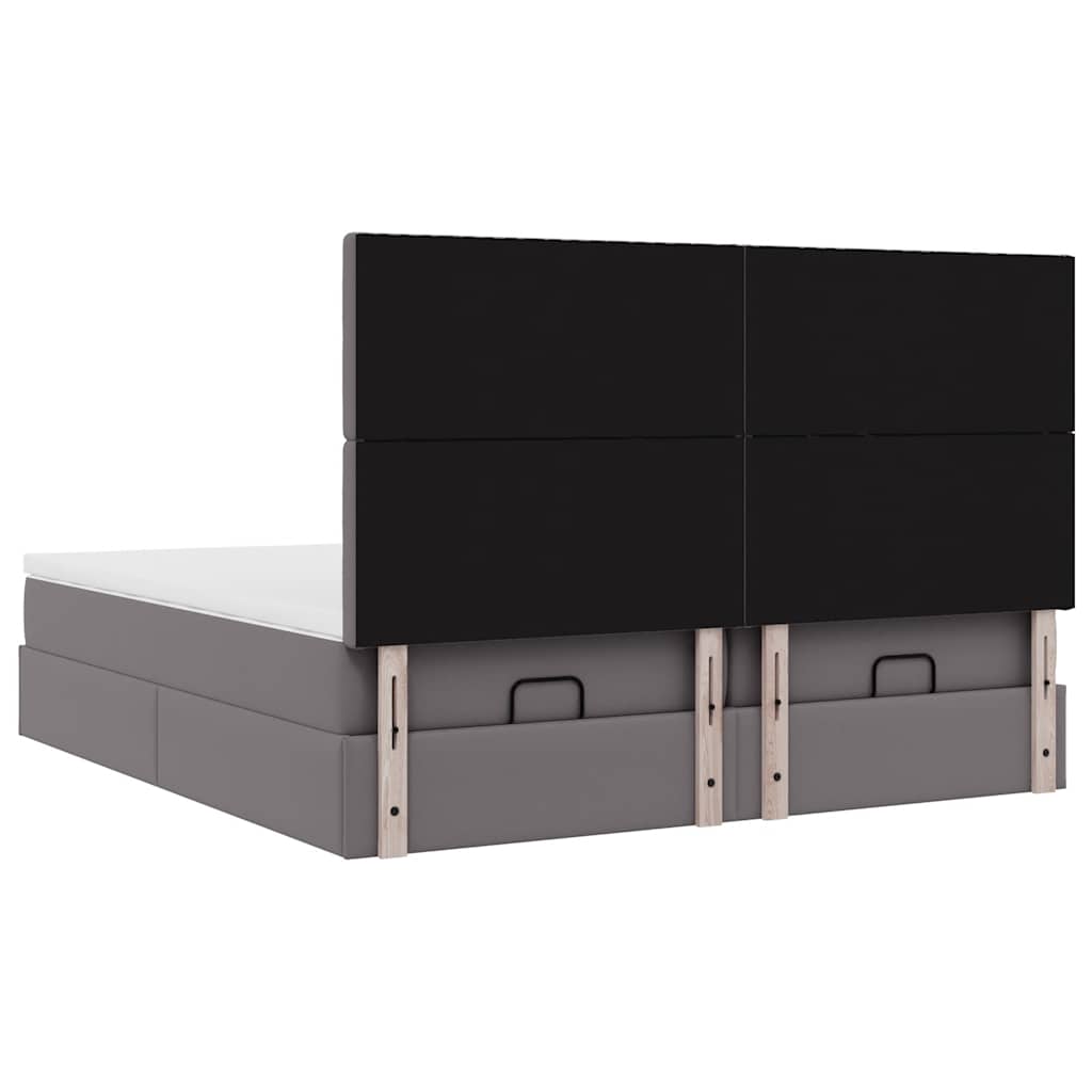 vidaXL Ottoman-Bett mit Matratzen & LEDs Grau 200x200 cm Kunstleder