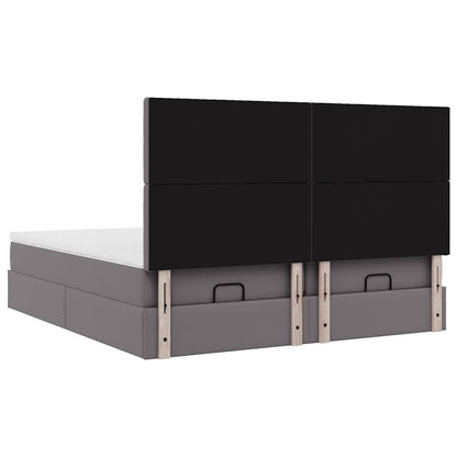 vidaXL Ottoman-Bett mit Matratzen & LEDs Grau 200x200 cm Kunstleder