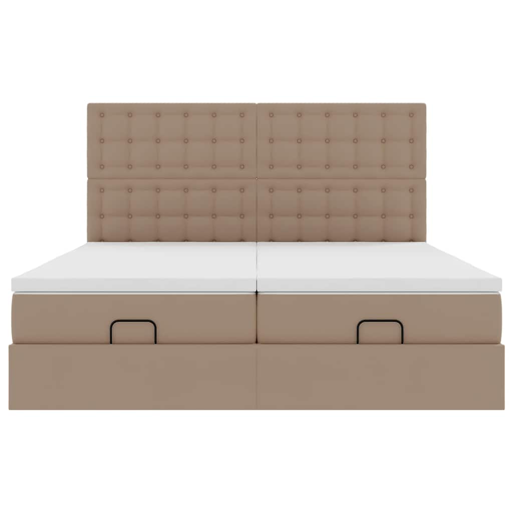vidaXL Ottoman-Bett mit Matratzen LEDs Cappuccino 200x200cm Kunstleder