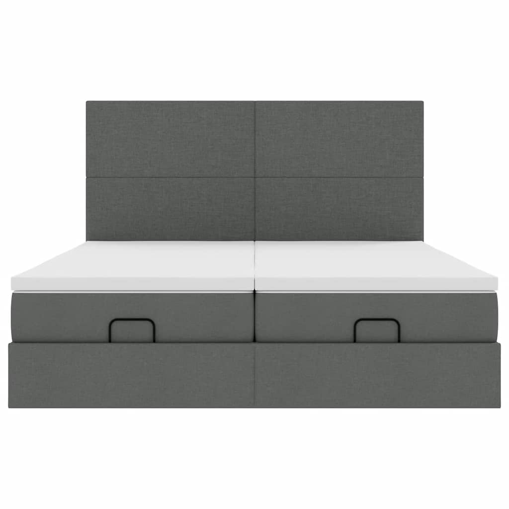 vidaXL Ottoman-Bett mit Matratzen & LEDs Dunkelgrau 160x200 cm Stoff