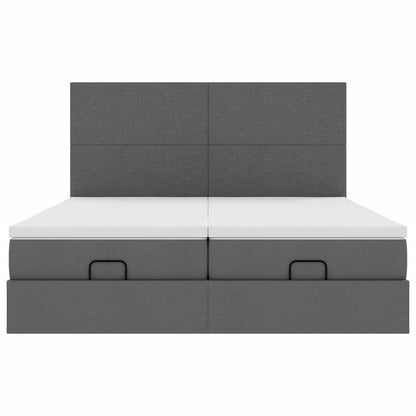 vidaXL Ottoman-Bett mit Matratzen & LEDs Dunkelgrau 160x200 cm Stoff