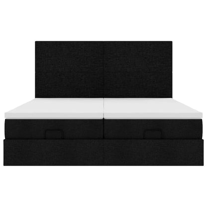Ottoman-Bett mit Matratzen & LEDs Schwarz 160x200 cm Stoff