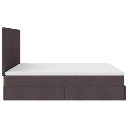 vidaXL Ottoman-Bett mit Matratzen & LEDs Dunkelbraun 160x200 cm Stoff