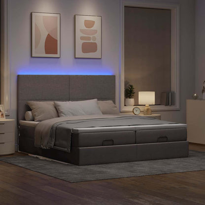 Ottoman-Bett mit Matratzen & LEDs Taupe 160x200 cm Stoff