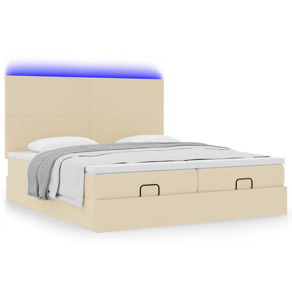 vidaXL Ottoman-Bett mit Matratzen & LEDs Creme 160x200 cm Stoff