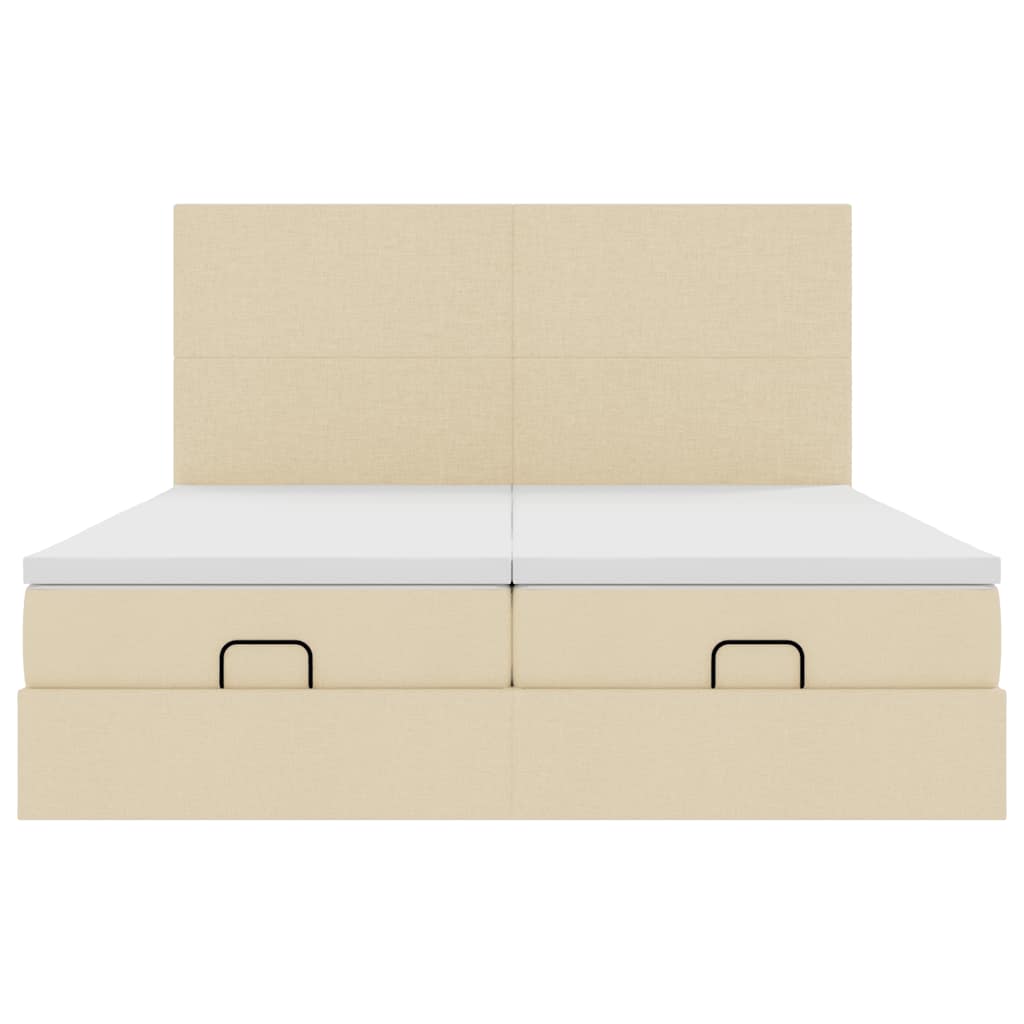 vidaXL Ottoman-Bett mit Matratzen & LEDs Creme 160x200 cm Stoff