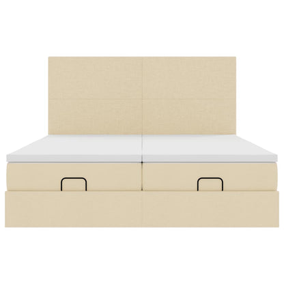 vidaXL Ottoman-Bett mit Matratzen & LEDs Creme 160x200 cm Stoff