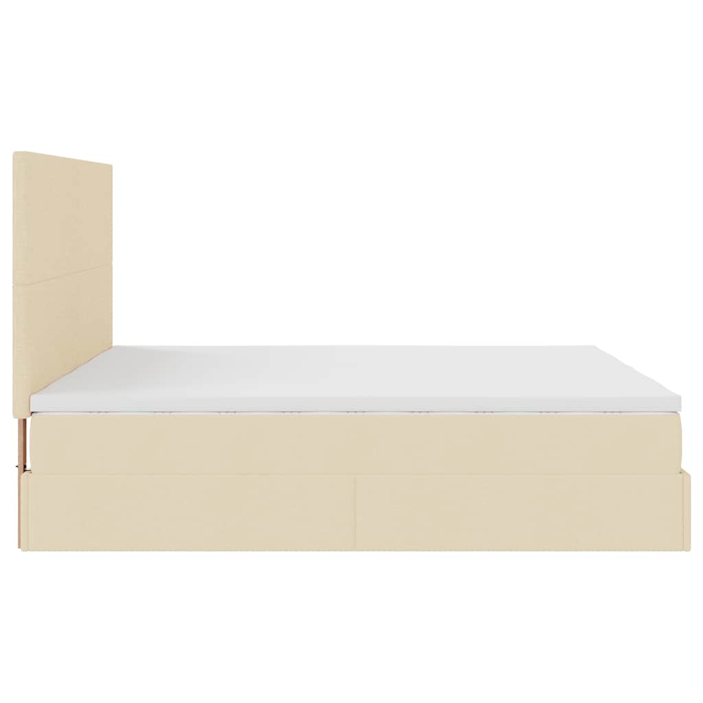 vidaXL Ottoman-Bett mit Matratzen & LEDs Creme 160x200 cm Stoff