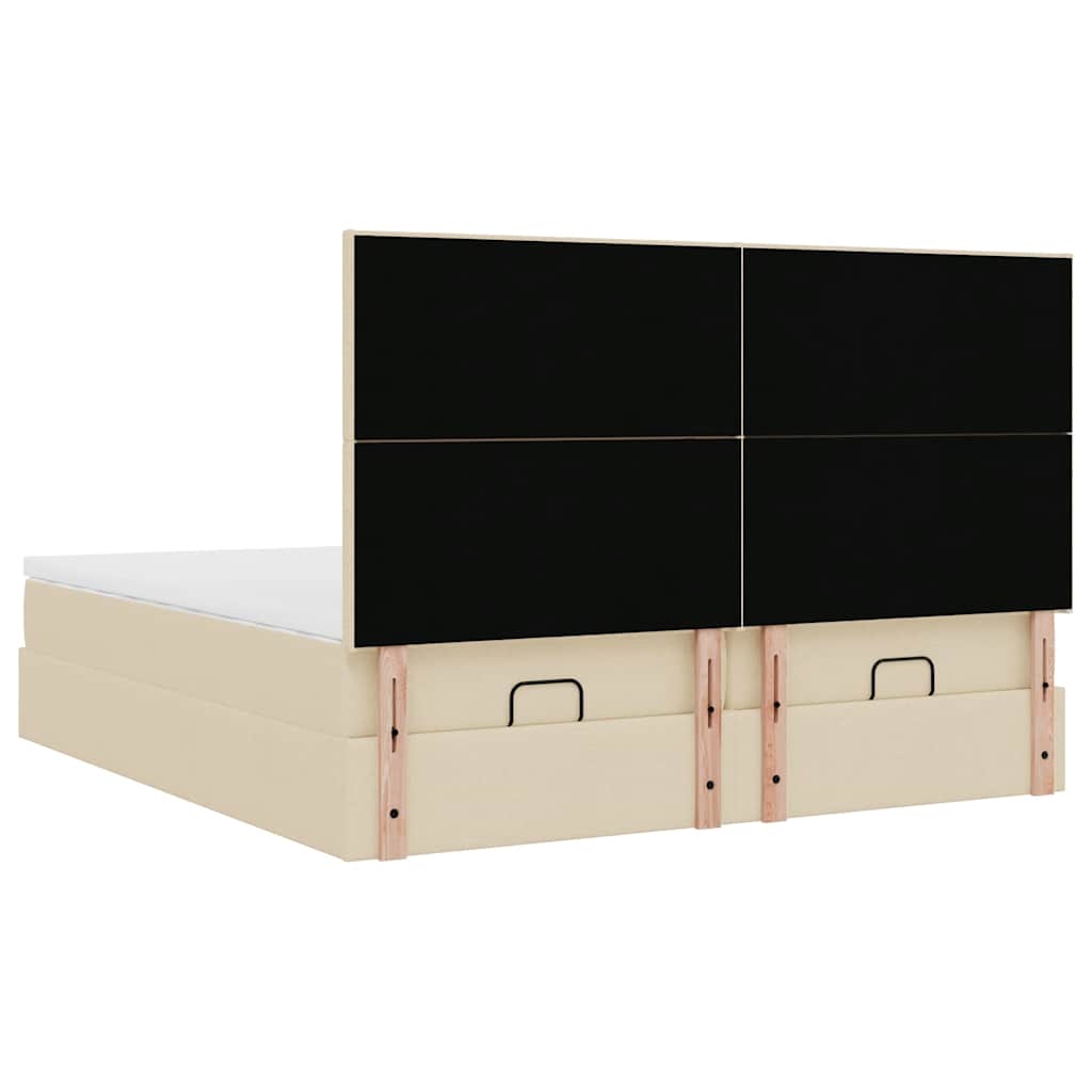 vidaXL Ottoman-Bett mit Matratzen & LEDs Creme 160x200 cm Stoff