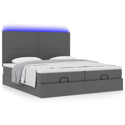 vidaXL Ottoman-Bett mit Matratzen & LEDs Dunkelgrau 180x200 cm Stoff