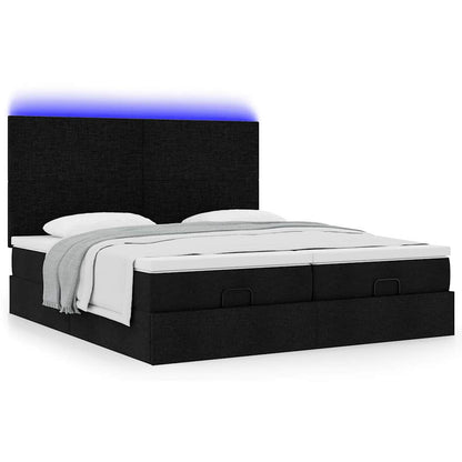 vidaXL Ottoman-Bett mit Matratzen & LEDs Schwarz 180x200 cm Stoff