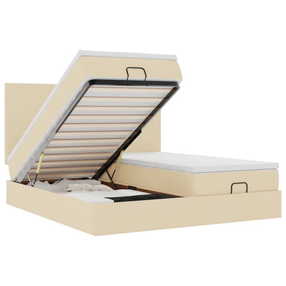 Ottoman-Bett mit Matratzen & LEDs Creme 180x200 cm Stoff
