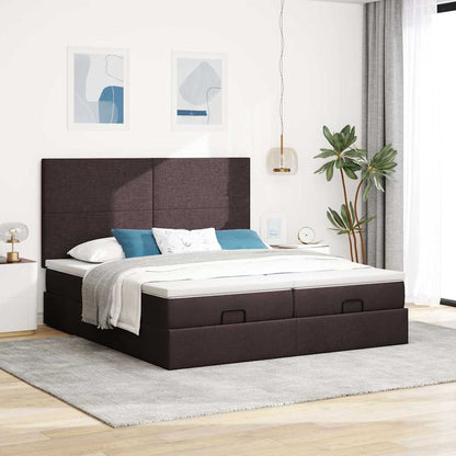 vidaXL Ottoman-Bett mit Matratzen & LEDs Dunkelbraun 200x200 cm Stoff