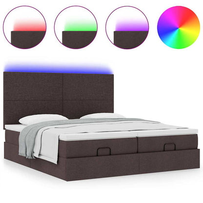 vidaXL Ottoman-Bett mit Matratzen & LEDs Dunkelbraun 200x200 cm Stoff
