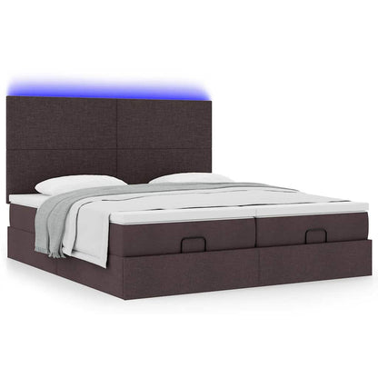 vidaXL Ottoman-Bett mit Matratzen & LEDs Dunkelbraun 200x200 cm Stoff