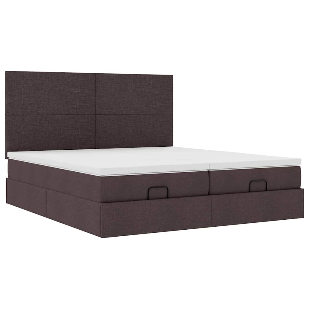 vidaXL Ottoman-Bett mit Matratzen & LEDs Dunkelbraun 200x200 cm Stoff