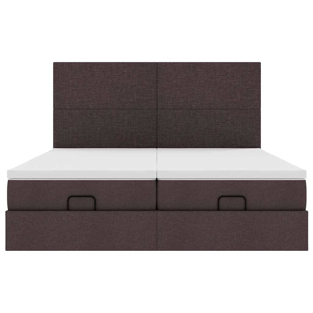 vidaXL Ottoman-Bett mit Matratzen & LEDs Dunkelbraun 200x200 cm Stoff
